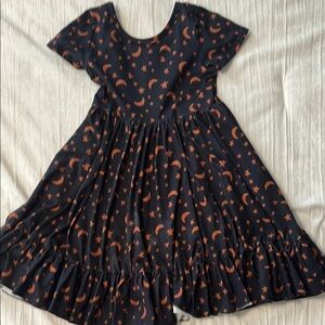 Kids Starry Night Dress - Black and Orange